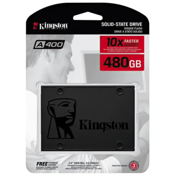 SSD yığıcı Kingston A400 480GB SATA3 2.5 SSD (SA400S37/480G)