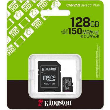 MikroSD Kingston 128GB microSDXC Canvas Select Plus Gen3 150MB/s A1 Card + Adapter (SDCS3/128GB)