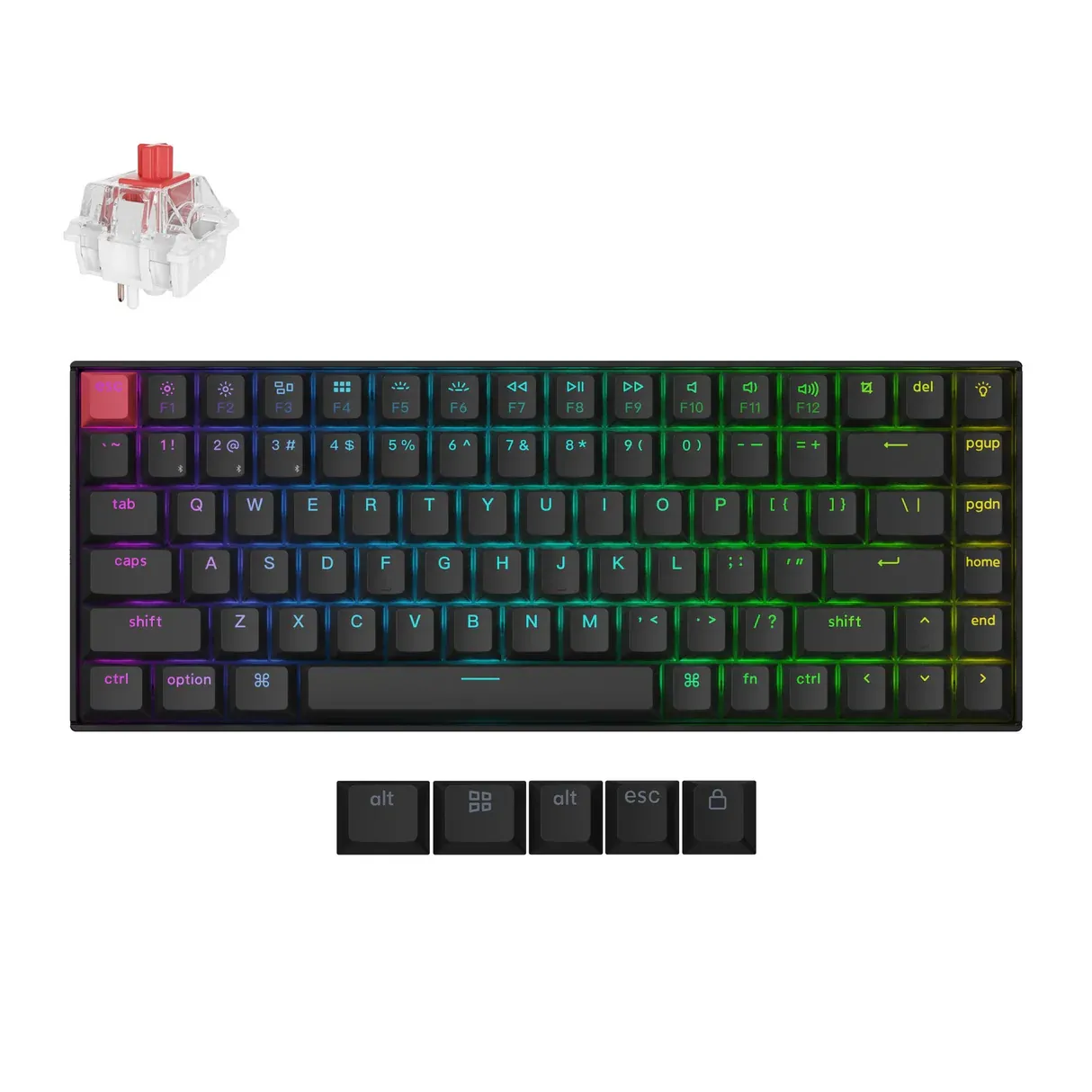Simsiz oyun klaviaturası Keychron K2 Version 3 Swappable RGB Backlight Red Switch(K2X-H1Z-AZ)