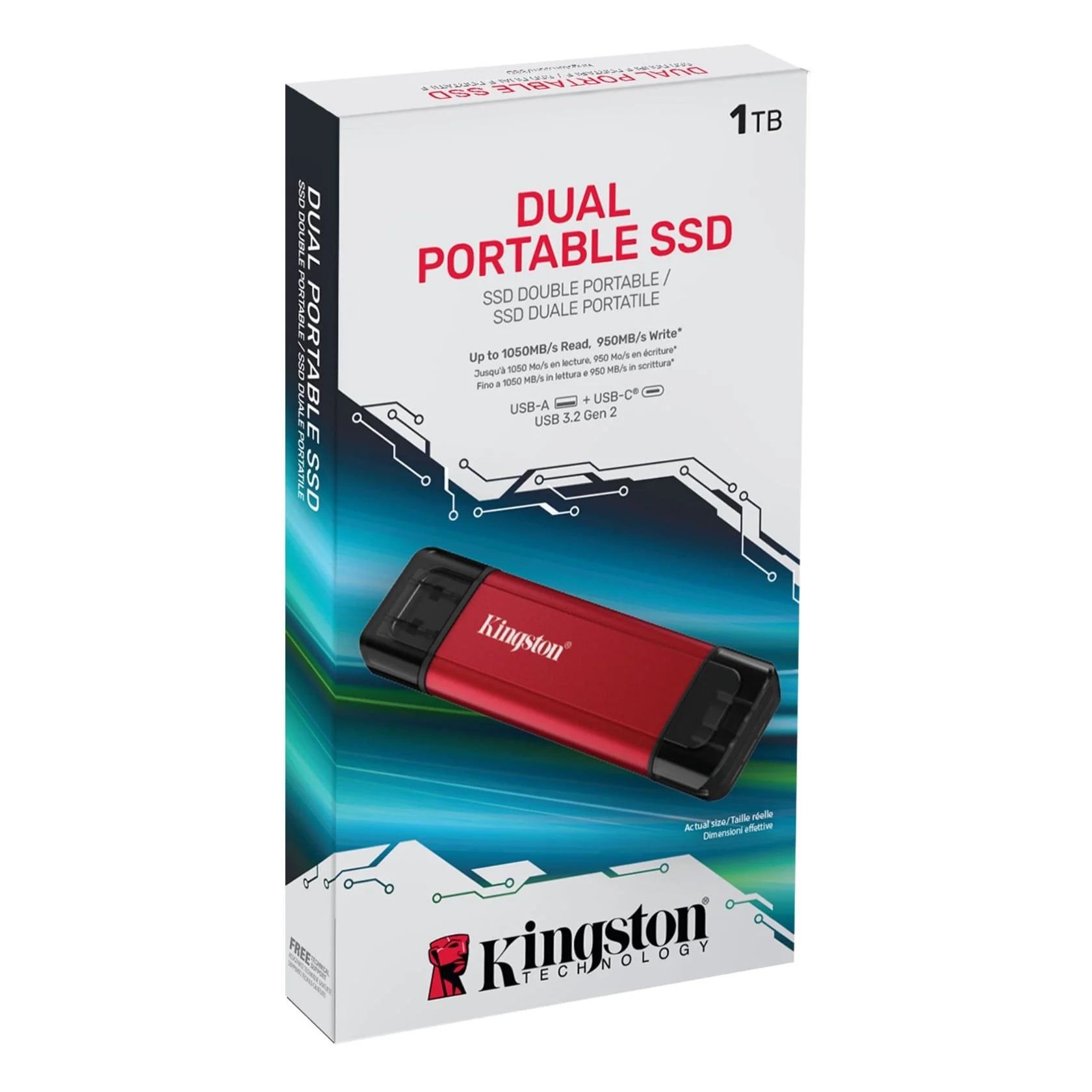SSD Yığıcı 1TB Dual USB-A/C Portable SSD, Up to 1050MB/s USB 3.2 Gen 2 (SPSD/1TB)