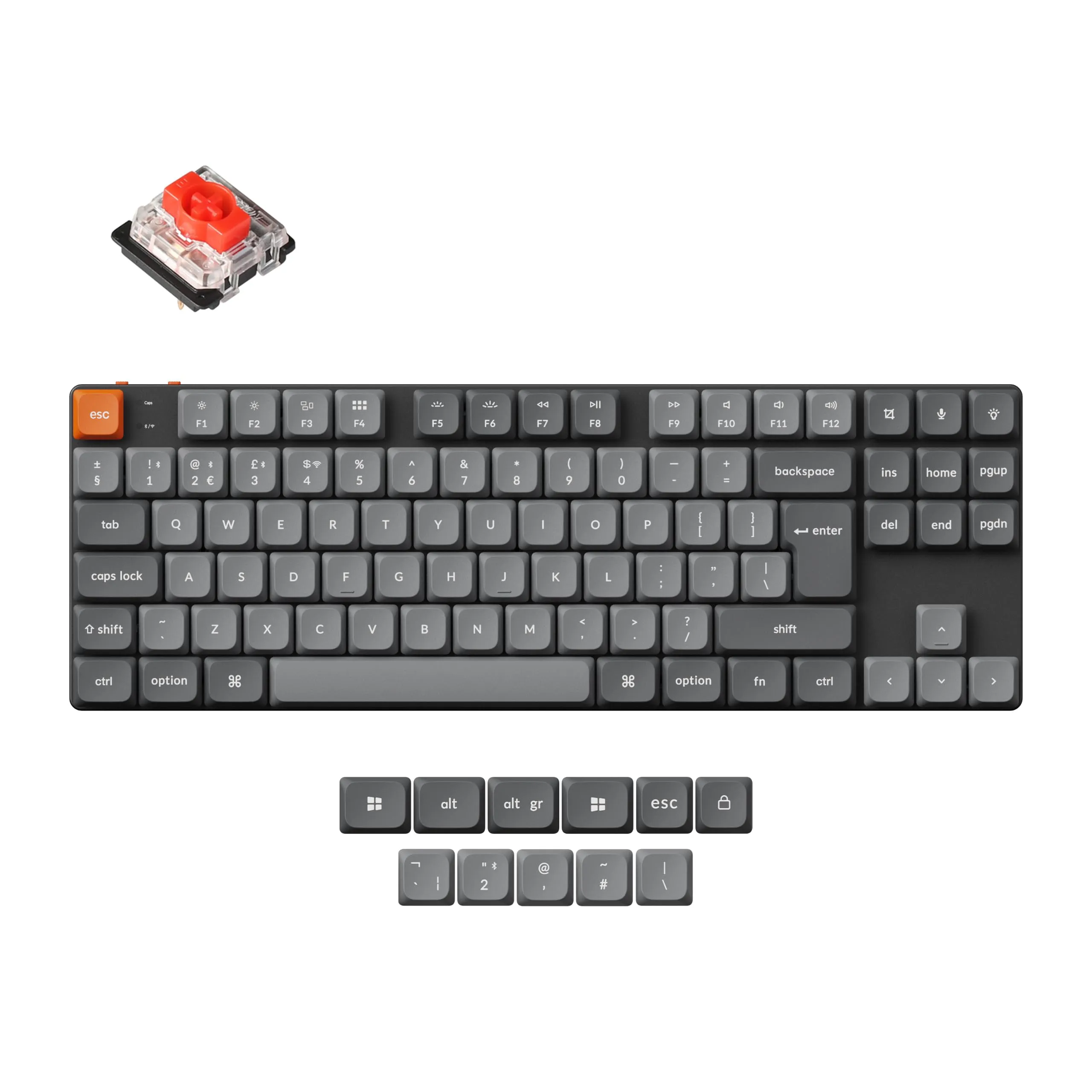 Simsiz oyun klaviaturası Keychron K1 Max Gateron White Backlight Red Switch (K1M-A1Z-AZ)