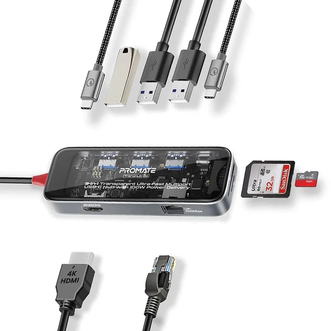 USB hub Promate Multi-Port 10Gbps USB-C Data Hub LiteHub-Pro