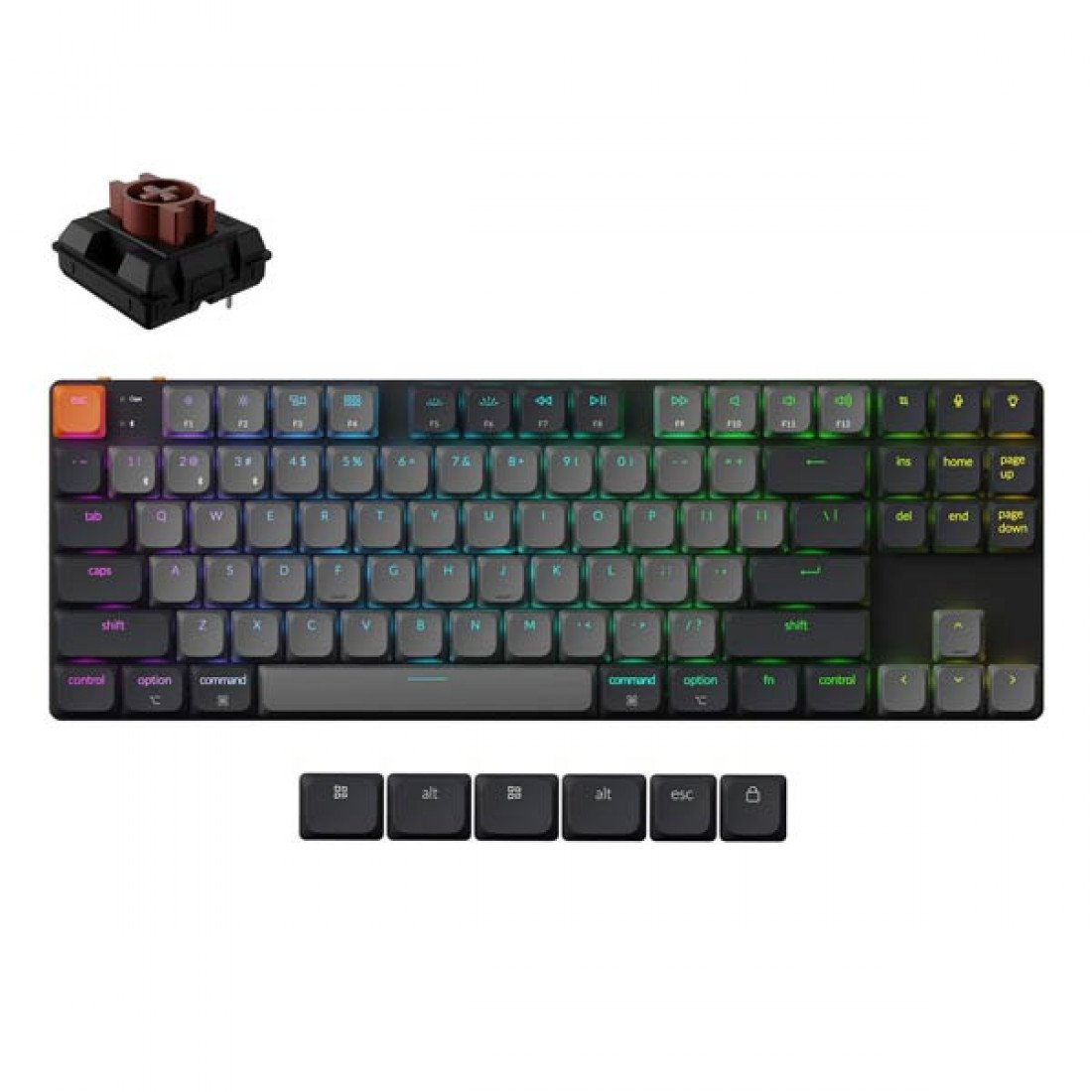 Simsiz oyun klaviaturası Keychron K1 RGB Backlight Brown Switch (K1X-B3-AZ)