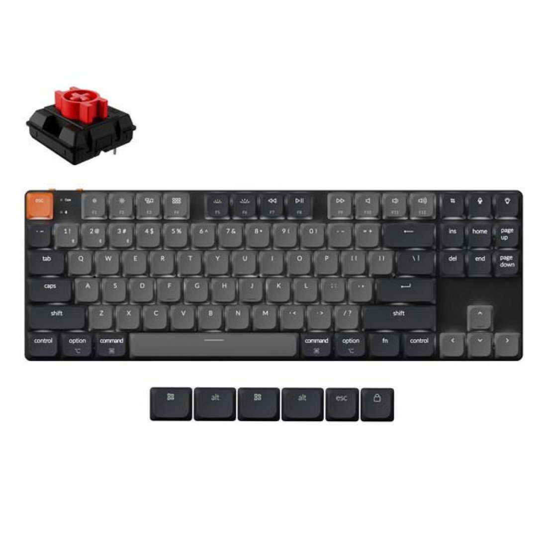 Simsiz oyun klaviaturası Keychron K1 White Backlight Red Switch (K1X-A1-AZ)