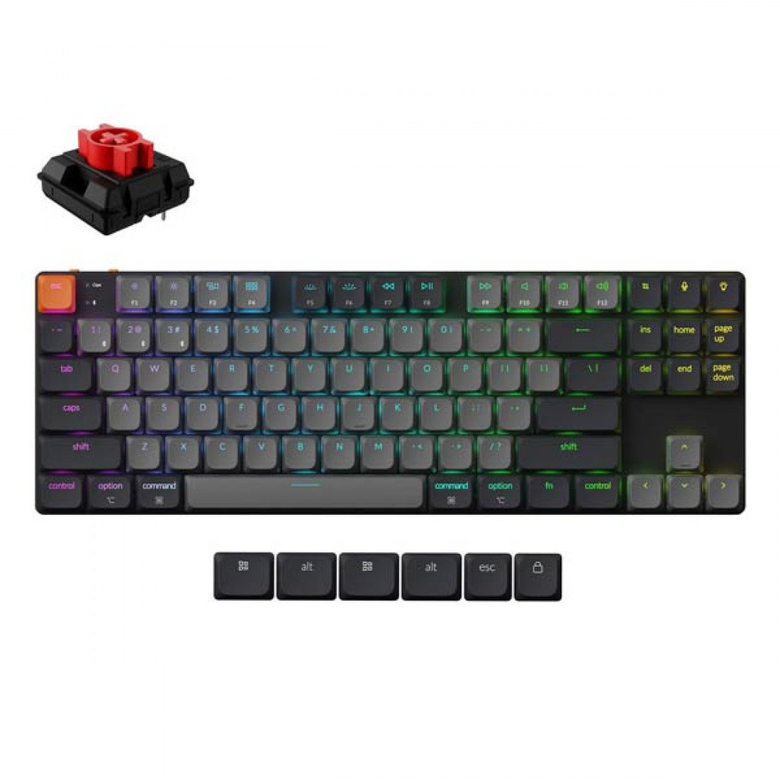 Simsiz oyun klaviaturası Keychron K1 RGB Backlight Red Switch (K1X-B1-AZ)